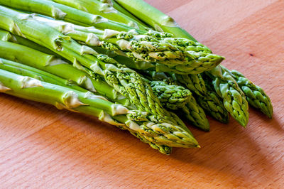 High angle view of vegetables on table