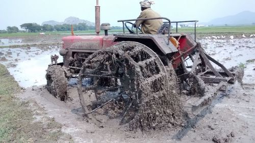 Old truck on field