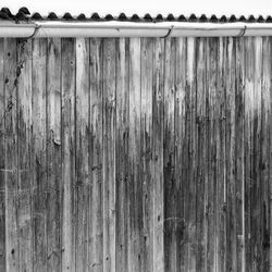 Close-up of wooden fence against wall