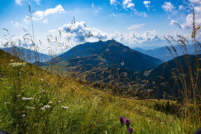 Scenic view of mountains against sky