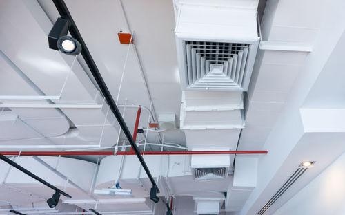 Low angle view of illuminated staircase in building