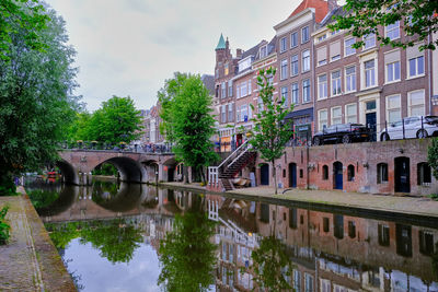 Utrecht, the netherlands. a bridge over the oudegracht canal in summer