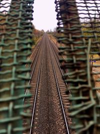 Close-up of railroad tracks against sky