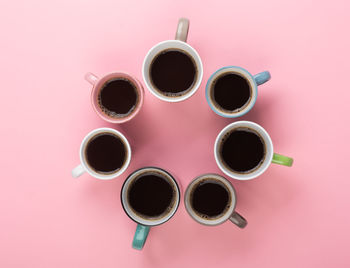 Directly above shot of coffee cup on table