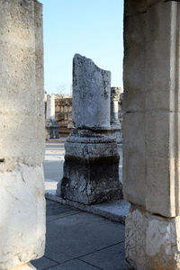 Close-up of built structure against clear sky