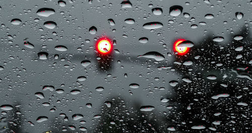 Close-up of raindrops on window