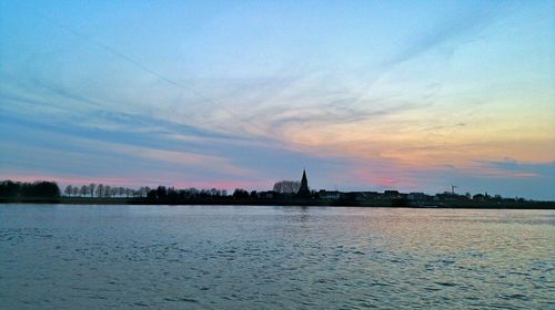 View of city at sunset