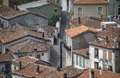 High angle view of buildings in town in kos