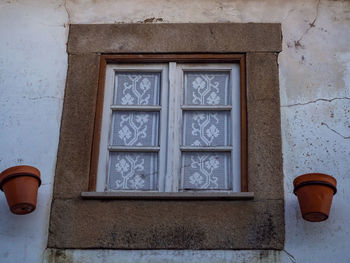 Closed door of building