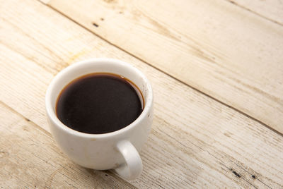 High angle view of coffee on table