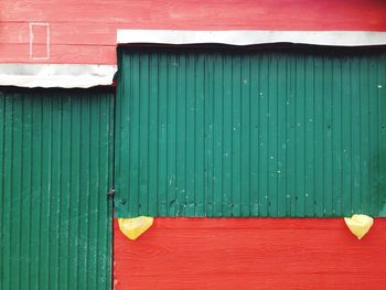 Close-up of red door