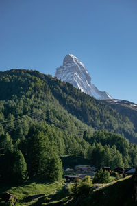 The mighty and beautiful matterhorn peak, the famous and iconic swiss mountain in the alps, zermatt