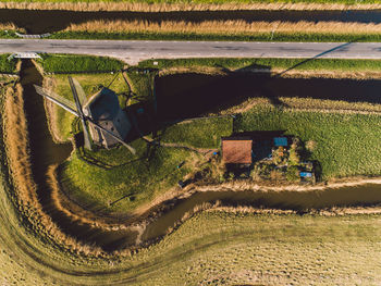 High angle view of agricultural field