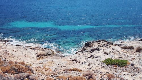 High angle view of beach against sky