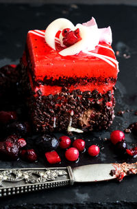 Close-up of dessert on table