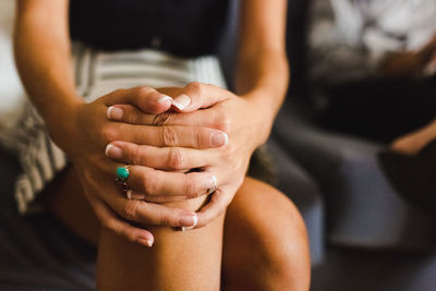 Close-up of woman wearing ring