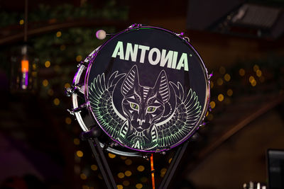 Close-up of illuminated text