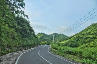 Road amidst green landscape against sky