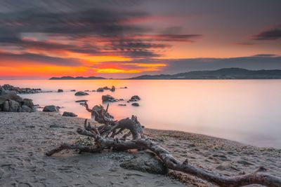 Scenic view of sea against sky during sunset