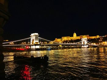 Bridge over river at night