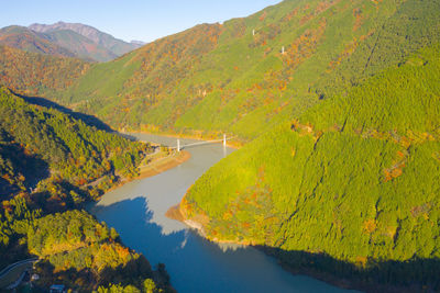 Scenic view of mountains during autumn