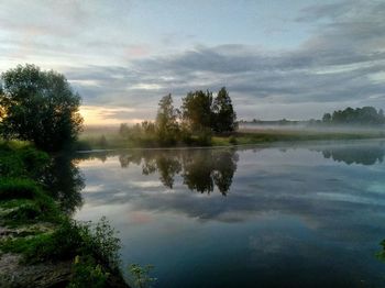 Scenic view of lake against sky