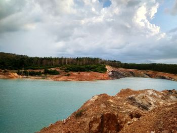 Scenic view of rocks against sky