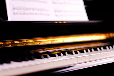 Close-up of piano keys