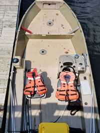 High angle view of ship in sea