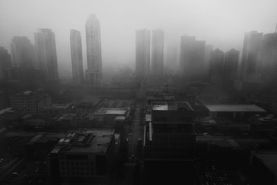 Cityscape in fog