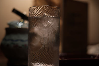 Close-up of water in glass on table