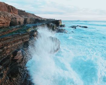 Scenic view of majestic rocky coastline