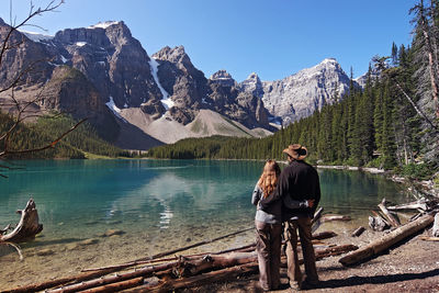 Rear view of couple looking at view