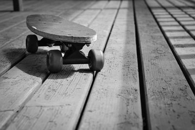 High angle view of skateboard on table