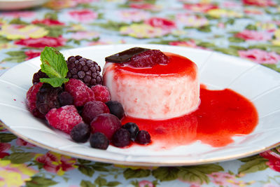 Close-up of strawberries in plate