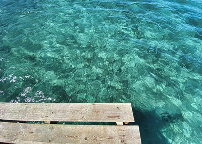 High angle view of swimming pool by sea