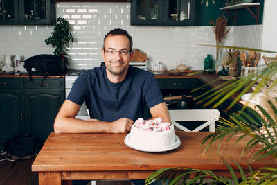 Portrait of man in restaurant