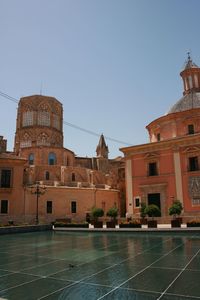 View of historic buildings against clear sky