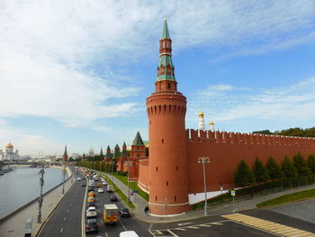 View of buildings in city against sky