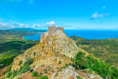 Scenic view of rock formation against sky