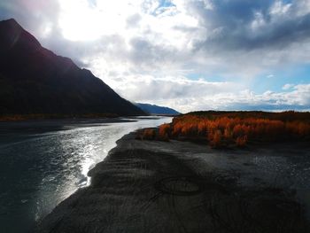 Scenic view of beach against sky