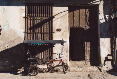 Bicycles on old building