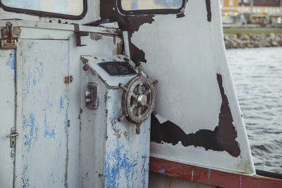 Close-up of rusty metal door