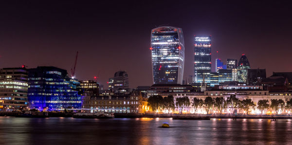 London at night on the thames