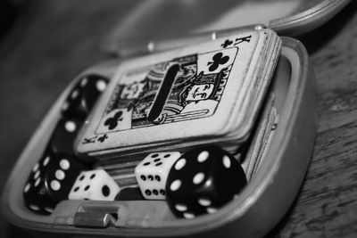 Close-up of objects on table