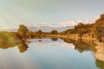 Scenic view of lake against sky