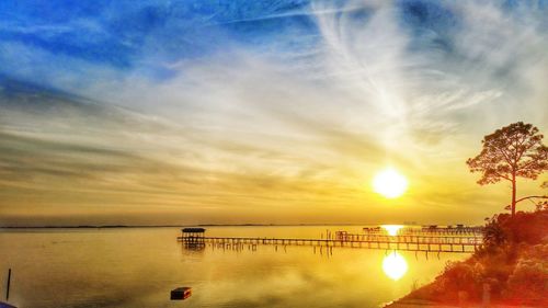 Scenic view of sunset over sea