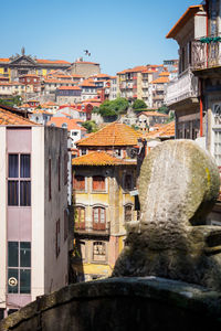 High angle view of buildings in city