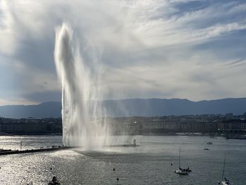 Panoramic view of sea against cloudy sky