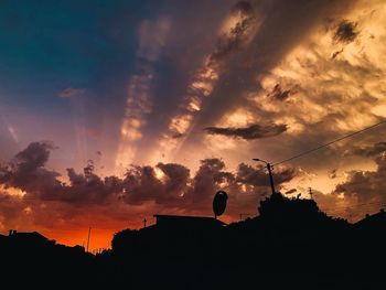 Low angle view of silhouette buildings against sky during sunset